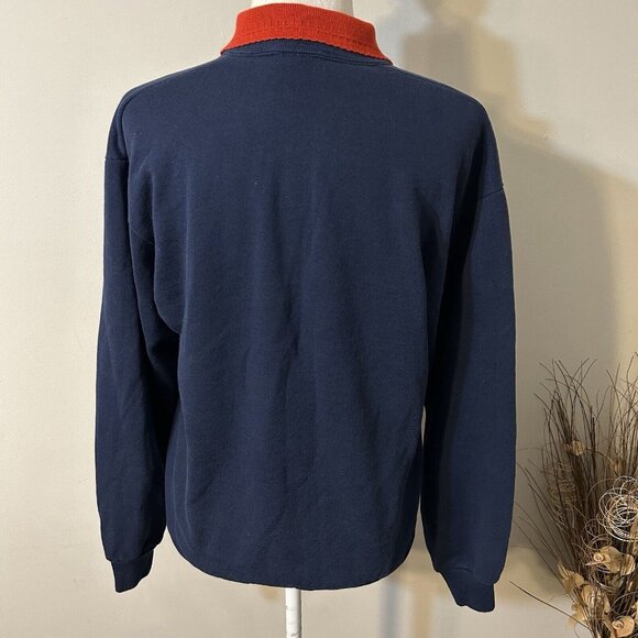 Vintage Morning Sun Women 90s Holiday Christmas Cardinal Bird Blue Sweatshirt M - Picture 2 of 6